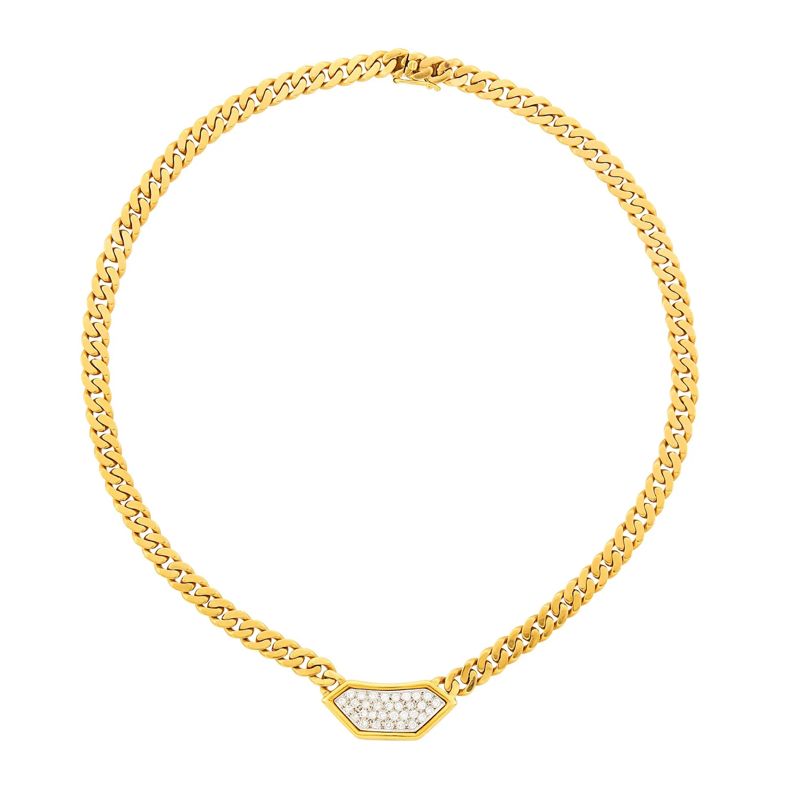 Vourakis Two-Color Gold and Diamond Curb Link Chain Necklace