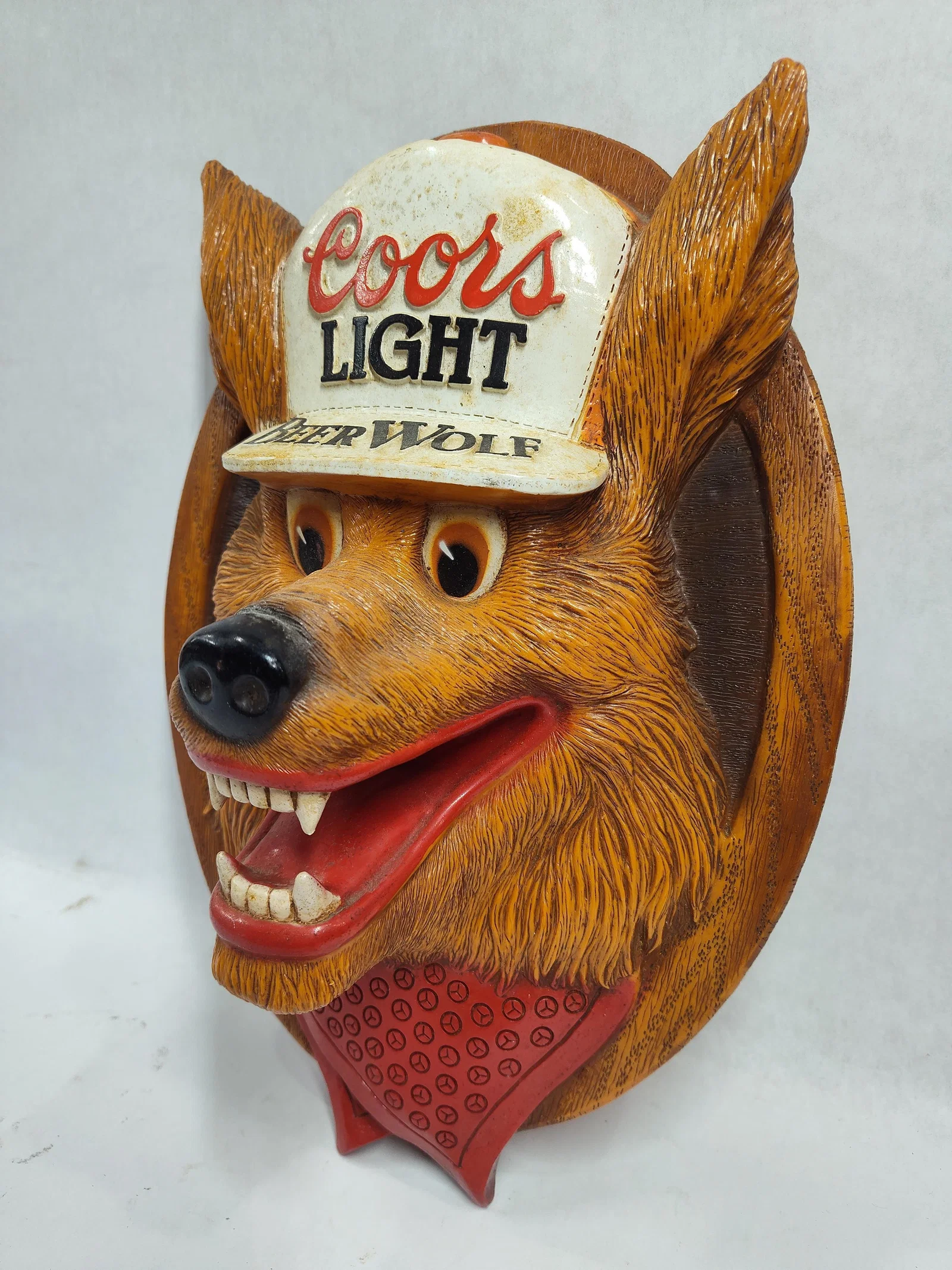 VTG 1987 Coors Light Beer Wolf 3D Mascot Sign Wall Hanging Plaque