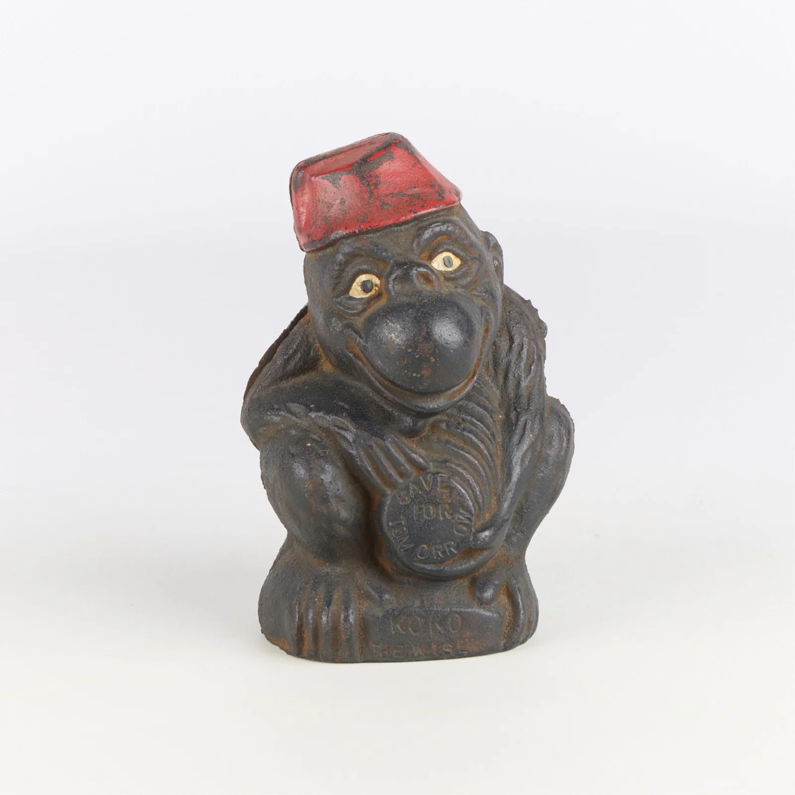 Vtg. Cast Iron "Koko the Wise Monkey" Coin Bank