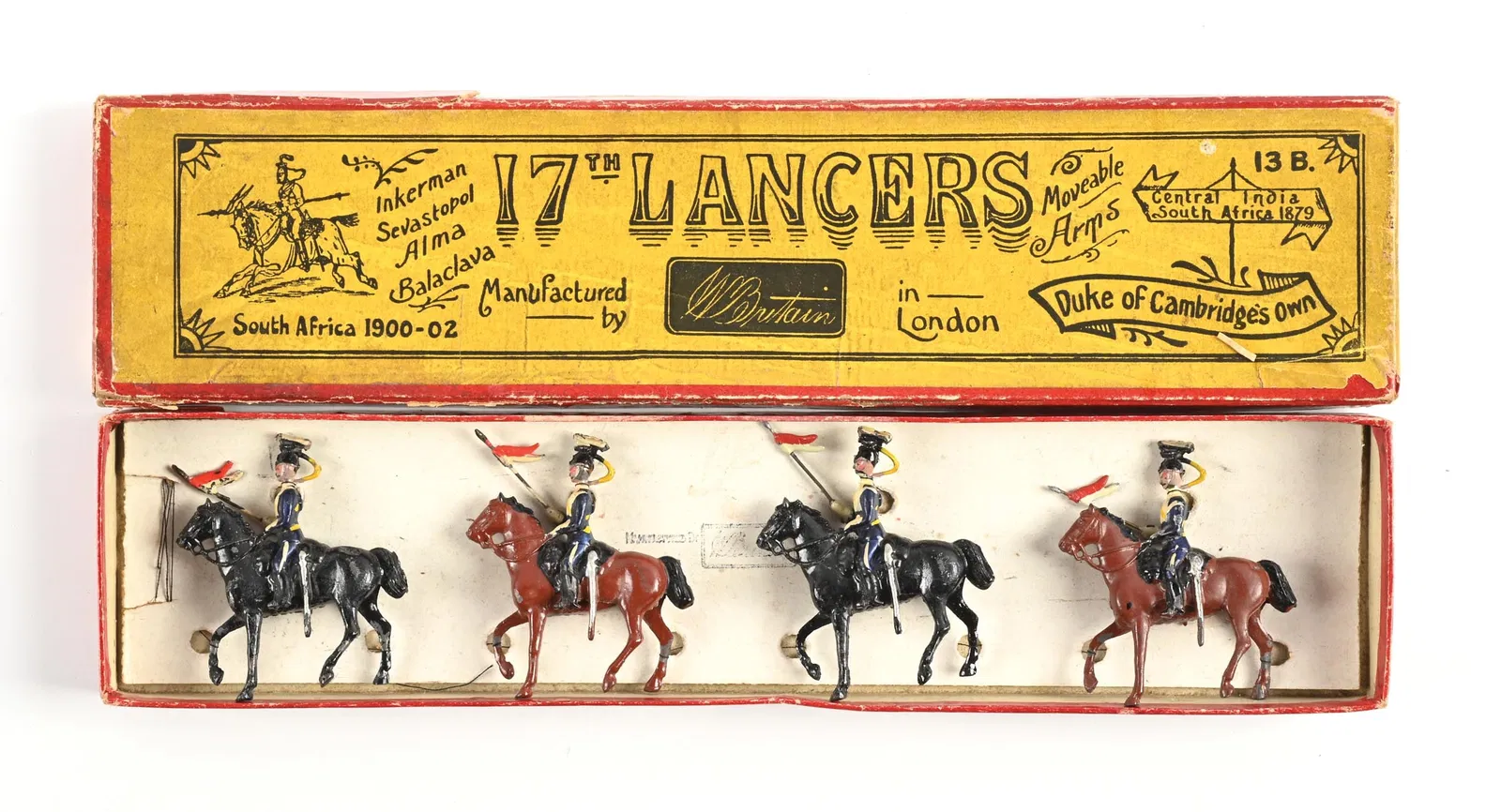 W. BRITAIN DUKE OF CAMBRIDGE'S OWN 17TH LANCERS SET NO. 13B IN BOX