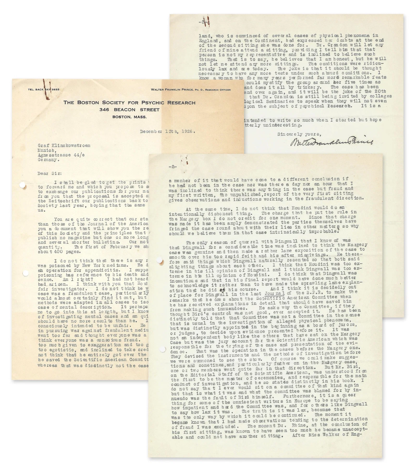 W.F. Prince on H. Houdini and the Margery Case: “He had a sort of religious zeal…against