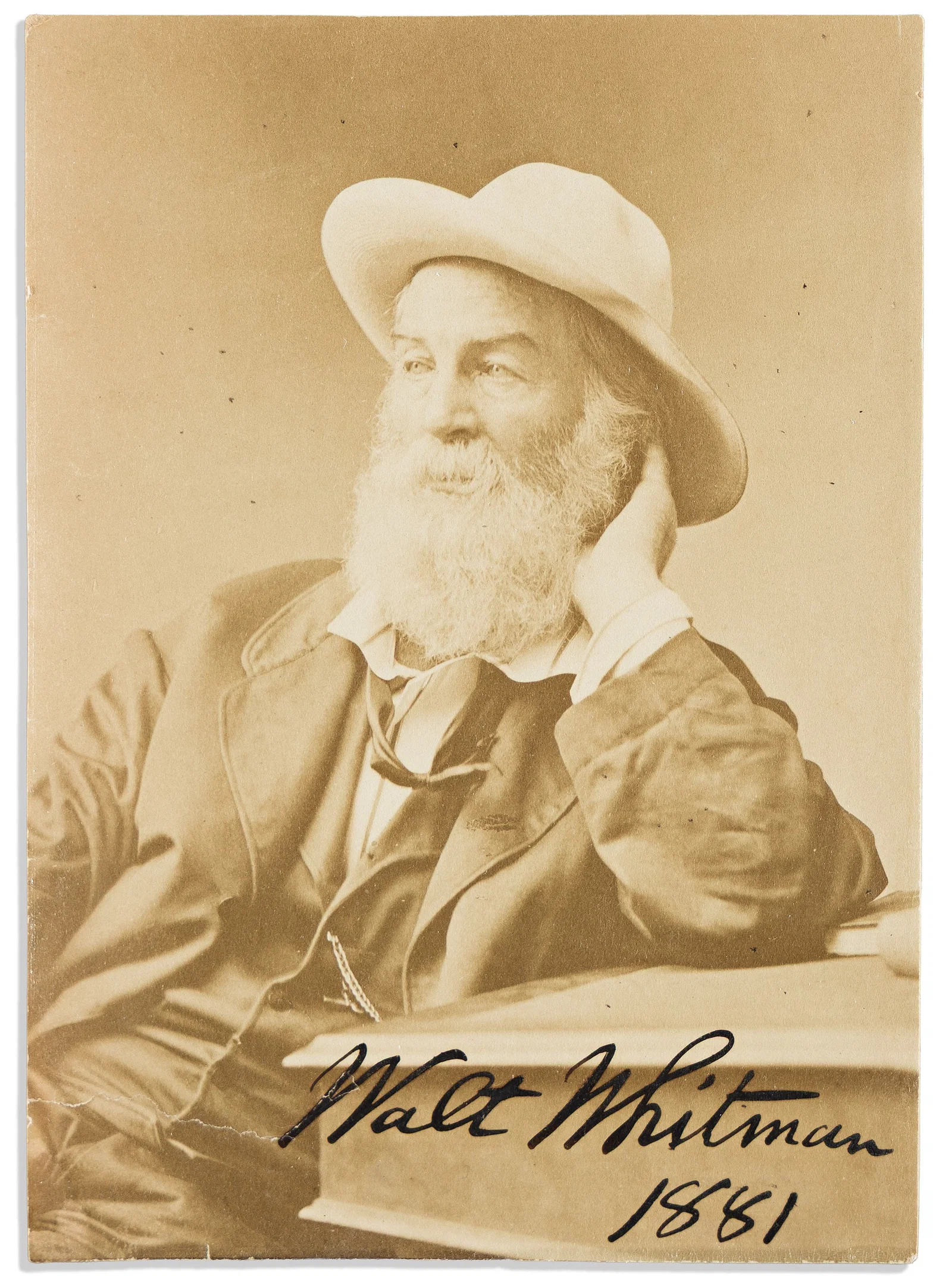 Walt Whitman. Photograph dated and Signed