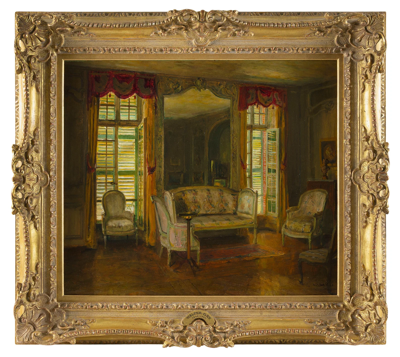 WALTER GAY (Massachusetts/France, 1856-1937), "Le Canape Chateau de Breau"., Oil on cradled panel,