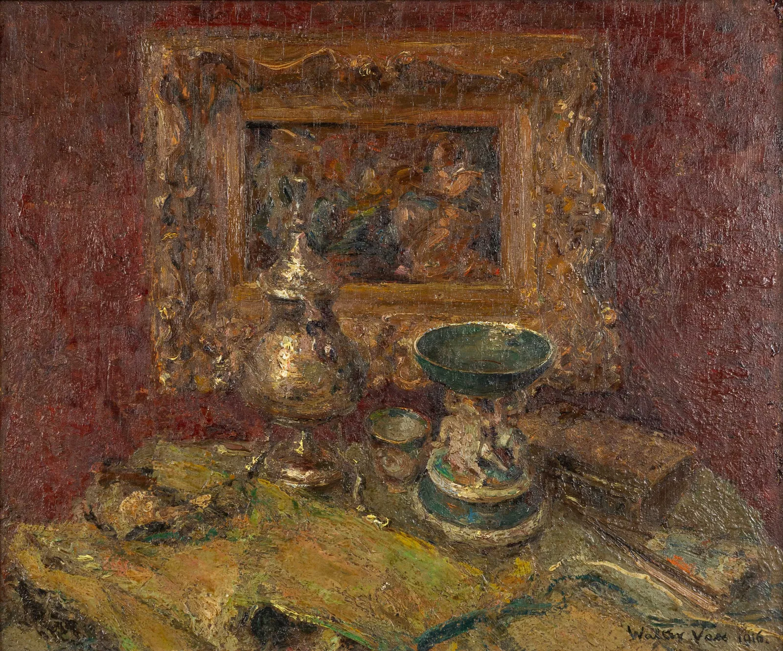 Walter Vaes (1882-1958) 'Still Life with Painting', oil on panel (1916).