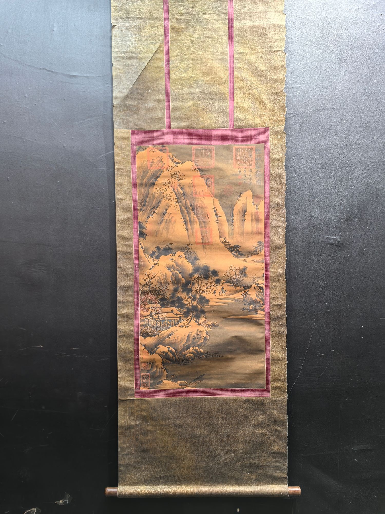Wang Meng, Fine Silk Painting: Snow Clearing Over Cold Mountain