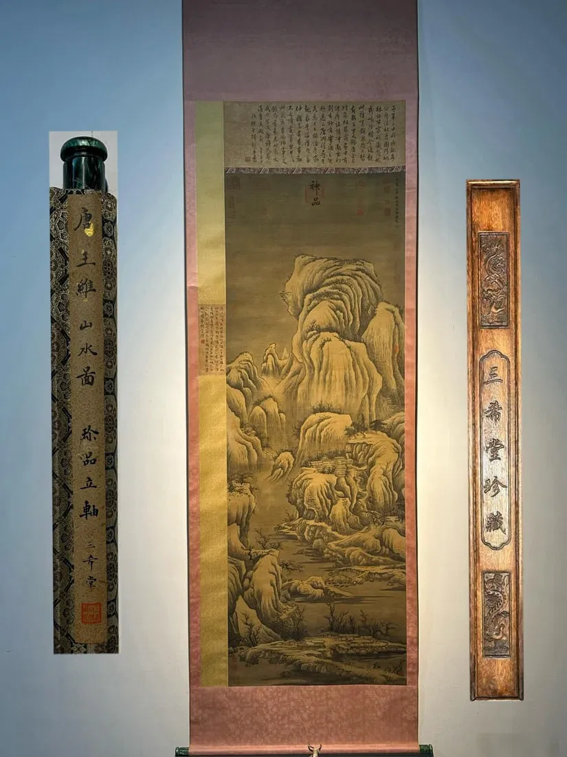 Wang Wei's exquisite hand-painted silk landscape paintings