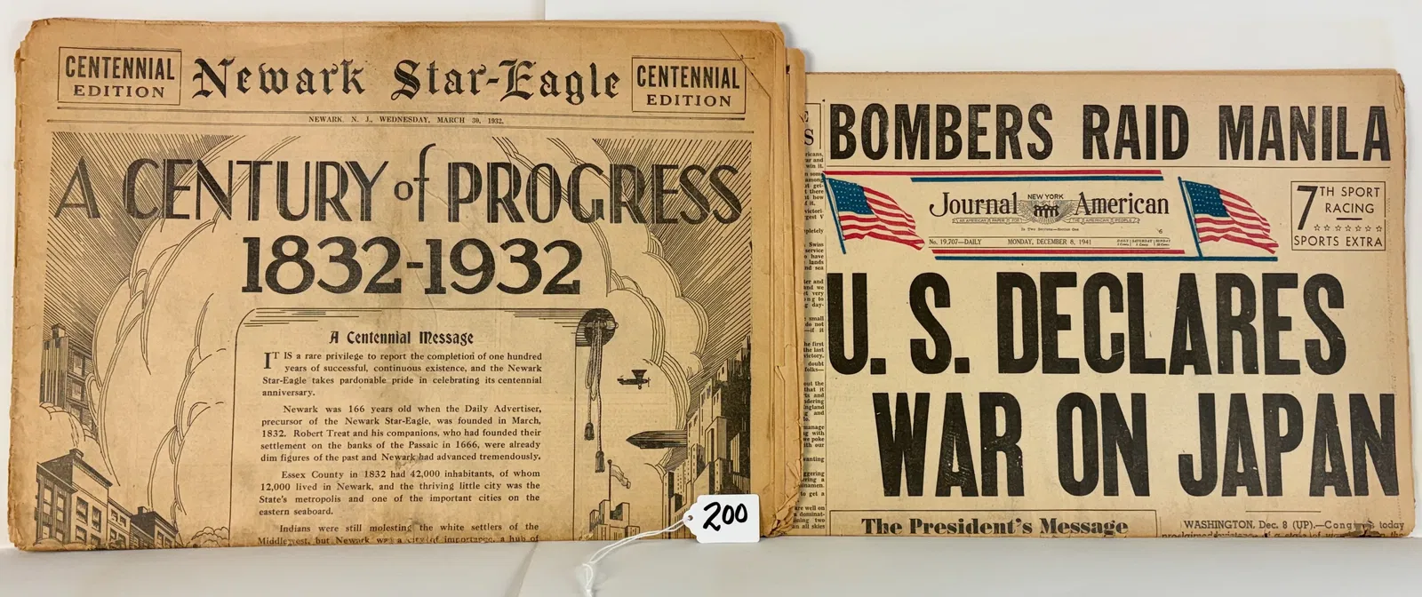 War Headlines & Century of Progress Newspapers
