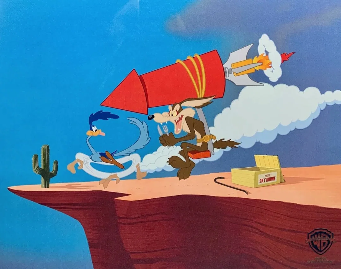 Warner Bros, Wile Coyote Roadrunner, Limited Edition Animation Cel
