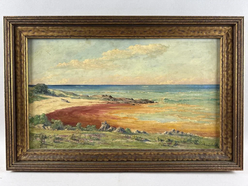 WARREN FRANCIS SNOW (Massachusetts/California/Bermuda, 1869-1962), Beach at low tide., Oil on panel,
