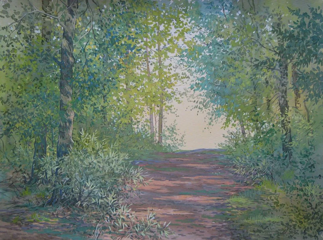 Watercolor painting Path in the summer forest Valery Savenets