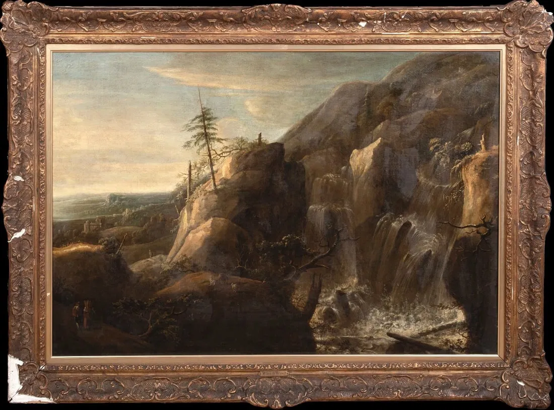 WATERFALL LANDSCAPE OIL PAINTING