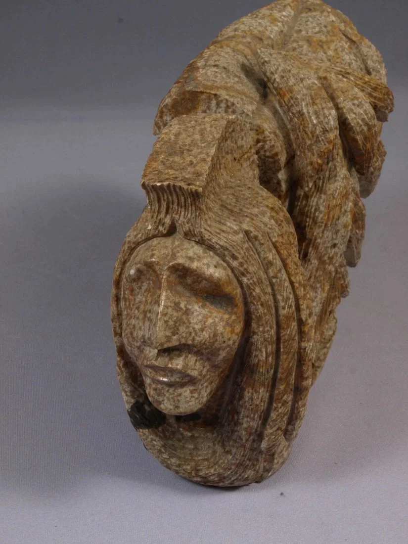 WAYNE SKY Native American Stone Carving Canada Iroquois Cayuga Two Heads