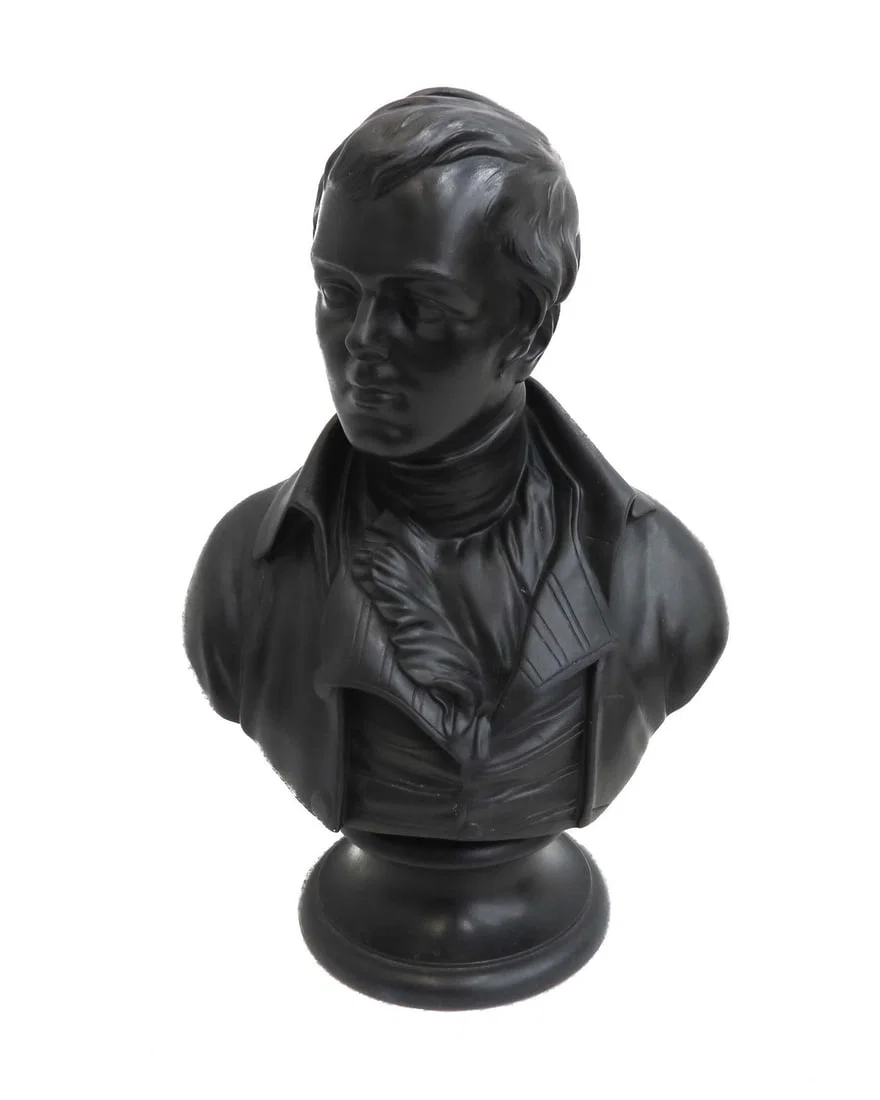 Wedgwood England Black Basalt Bust of Robert Burns 19th Century