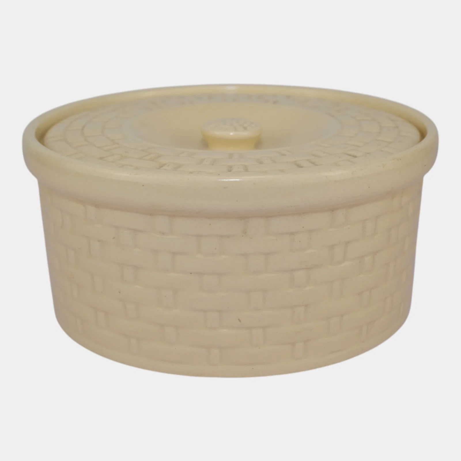 Weller Pierre Basket Weave Ivory 1930s Covered Jar