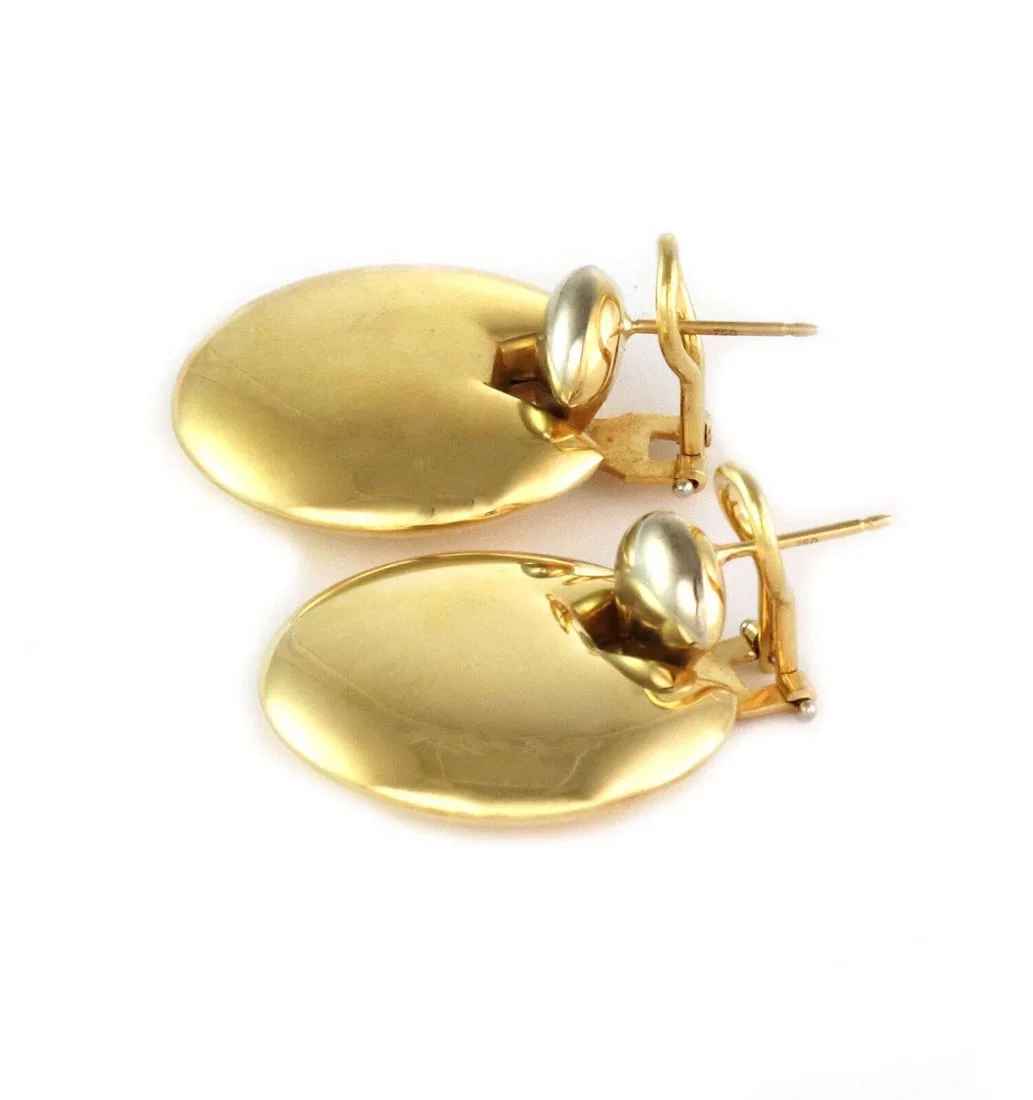 WEMPE 18K MULTI TONE GOLD PUFFED DISC EARRINGS