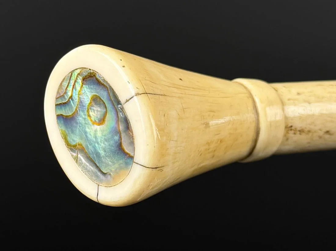Whaler Made Scrimshaw Cane Walking Stick