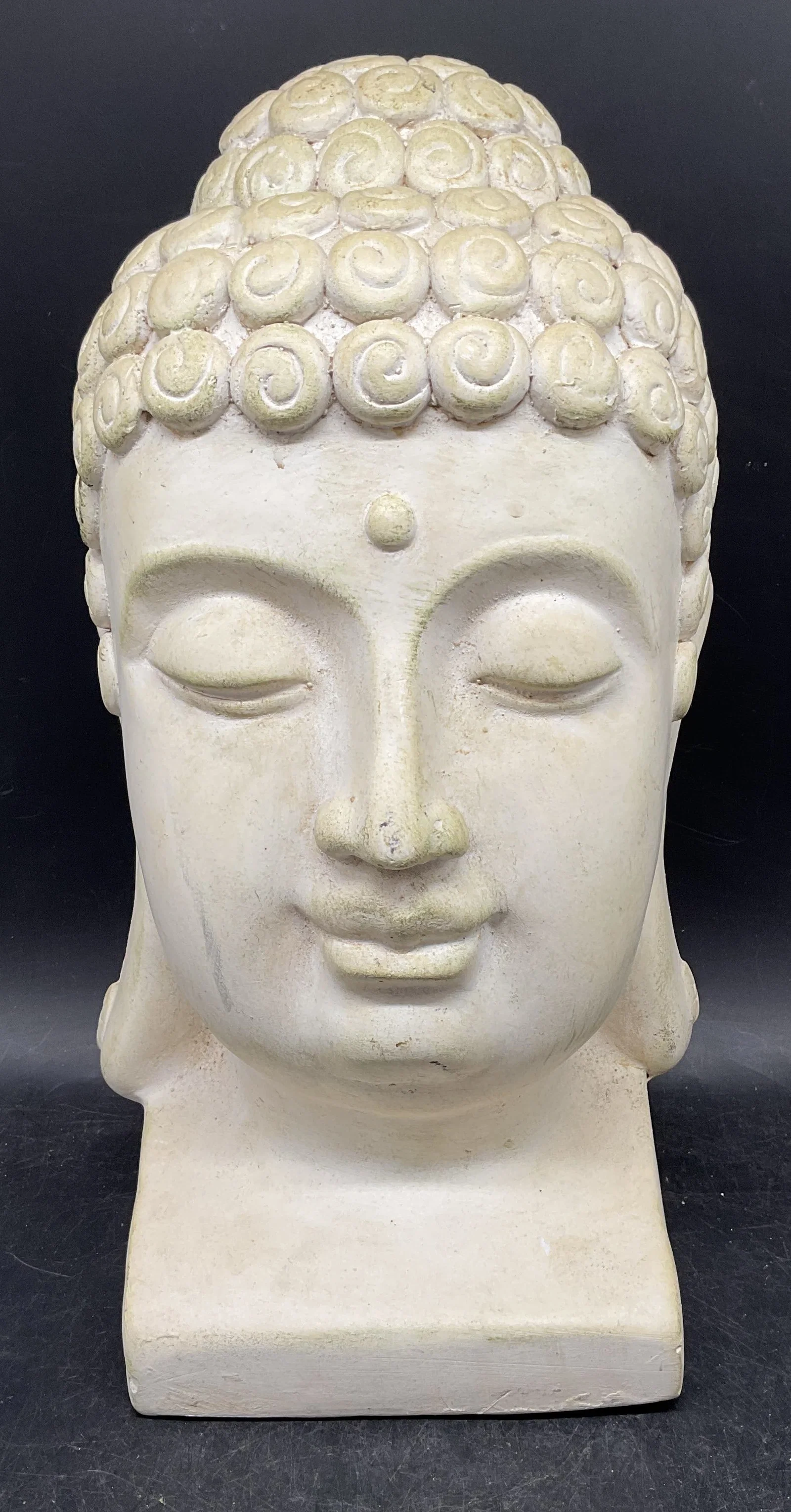 White Ceramic Buddha Head Statue 13 In Tall