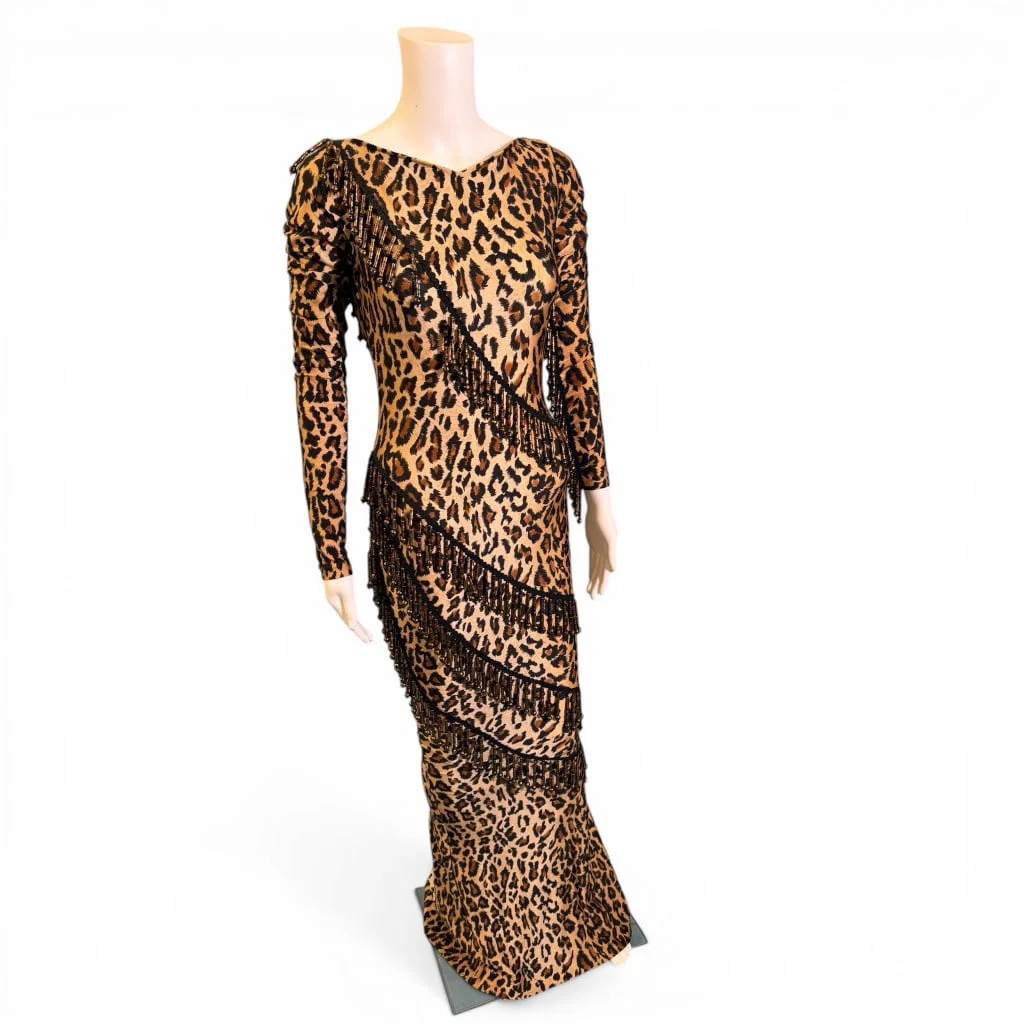 Whitney Houston Stage-Worn Leopard Print Beaded Gown
