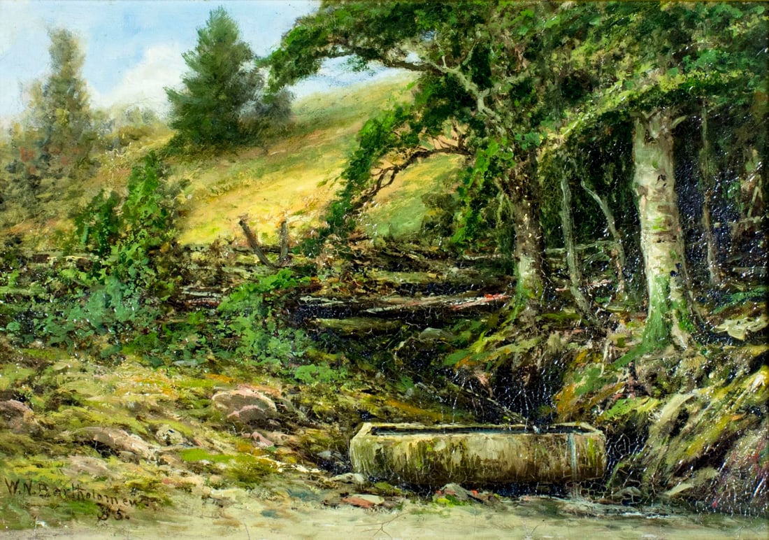 William Bartholomew (CA,MA,1822-1898) oil painting antique