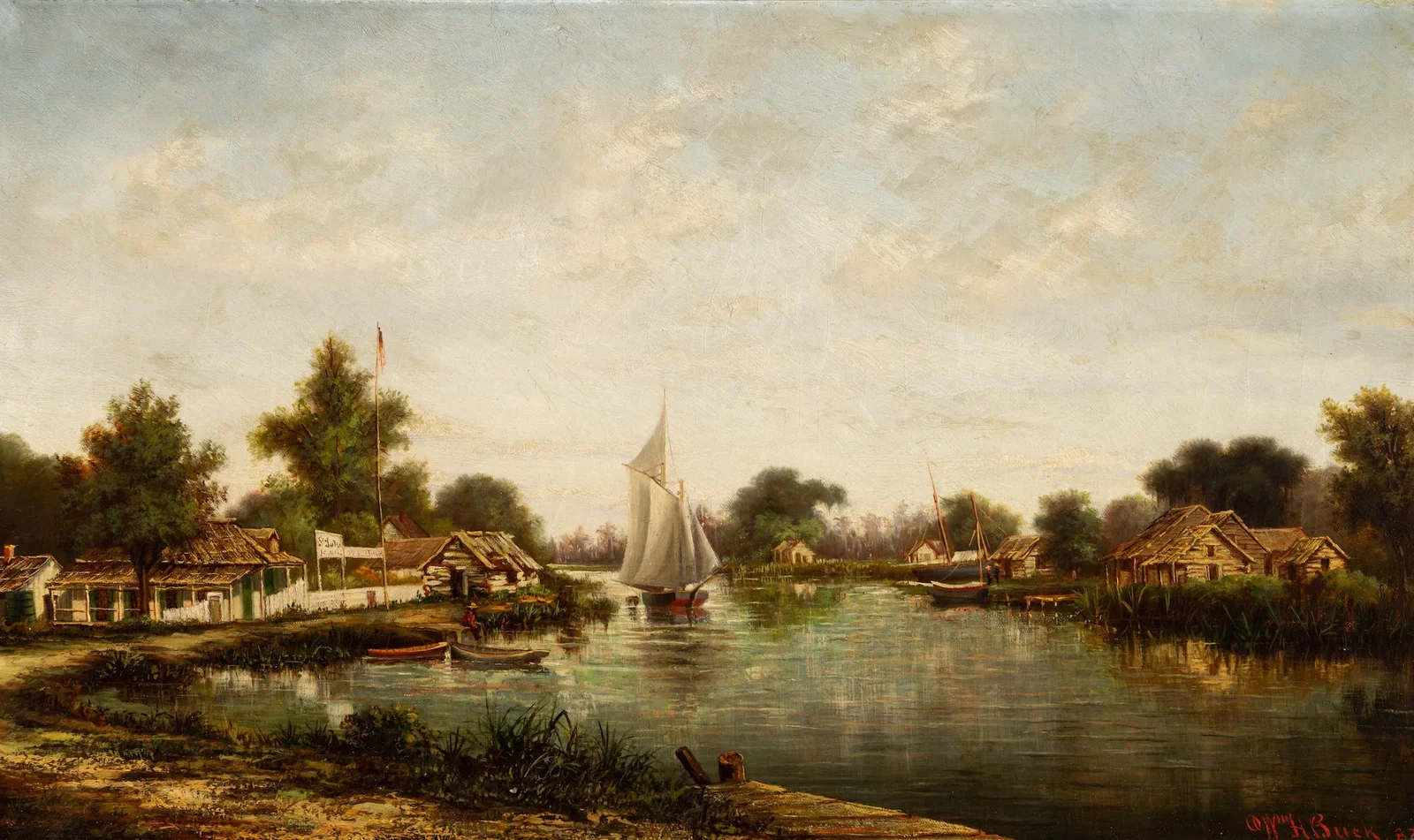 William H. Buck (Am. 1840-1888), Bayou St. John, 1883, Oil on canvas, framed