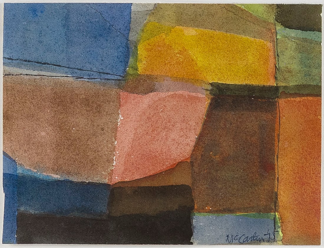 WILLIAM MCCARTIN (New York/Maine, 1905-2003), Abstraction, 1975., Watercolor on paper, 5" x 6.5".