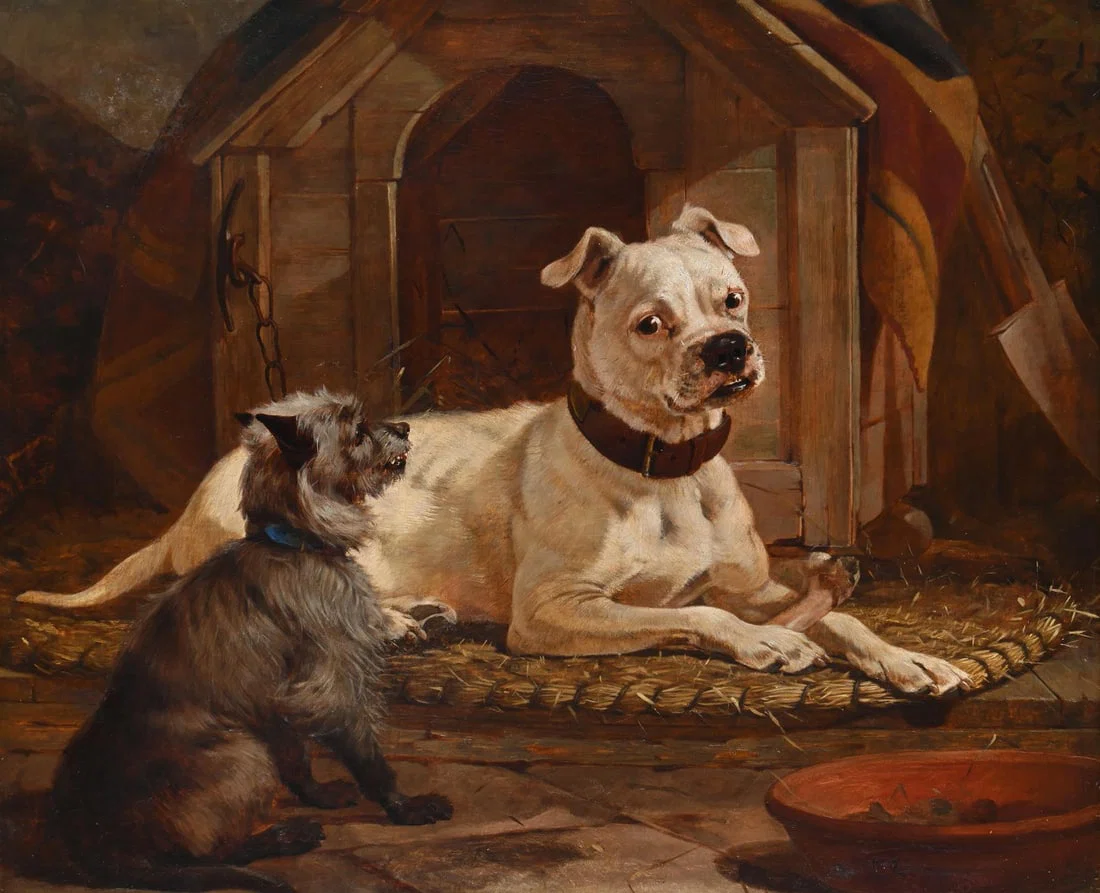 WILLIAM OSBORNE (IRISH 1823-1901), DOGS IN AN INTERIOR