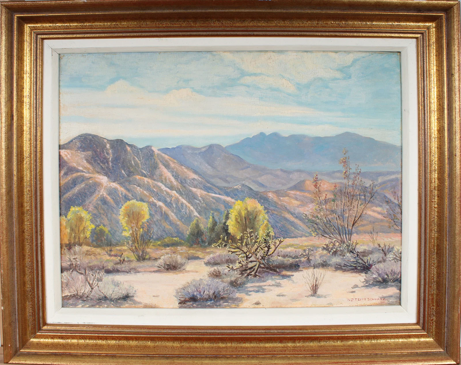 William Tefft Schwarz (1887-1967) Vintage American Western Desert Landscape Signed Oil Painting