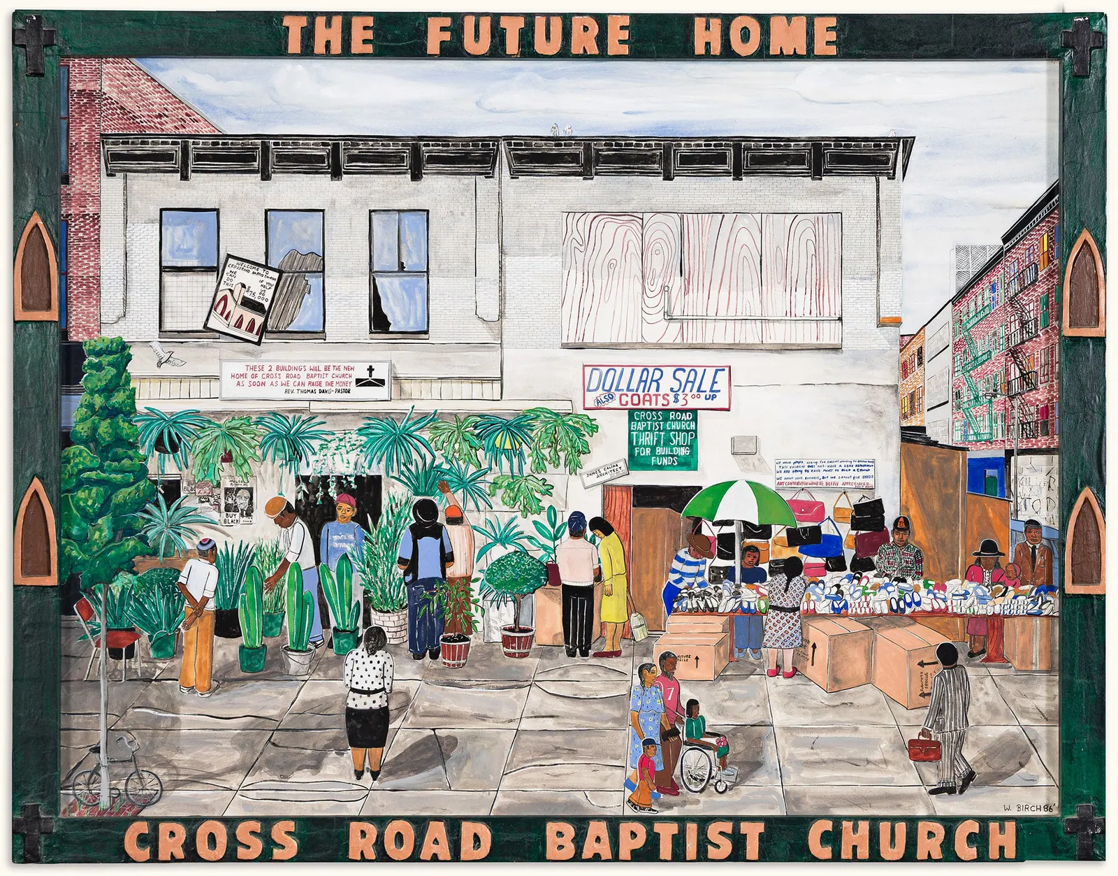 Willie Birch (b. 1942), The Future Home, Cross Road Baptist Church, 1986.