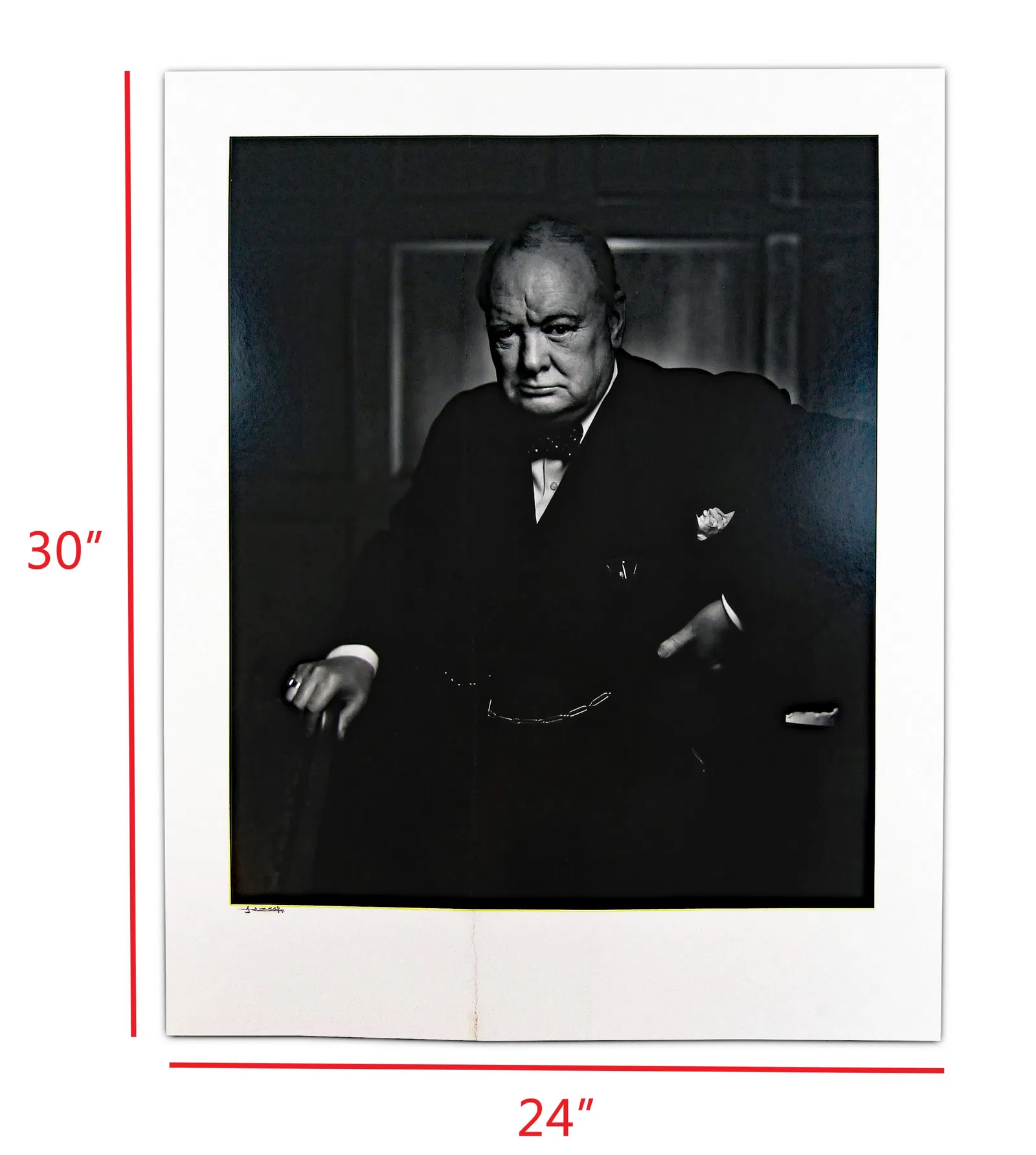 Winston Churchill "Roaring Lion" Iconic Portrait, Yousuf Karsh Signed, Ex. Karsh Estate. Monumental