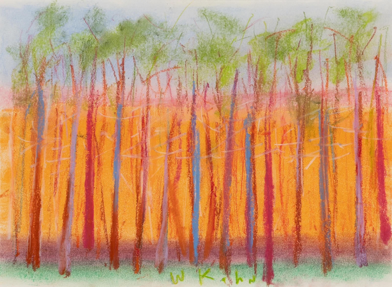 Wolf Kahn (Am. 1927-2020), Stately Row, Pastel on paper, framed under glass