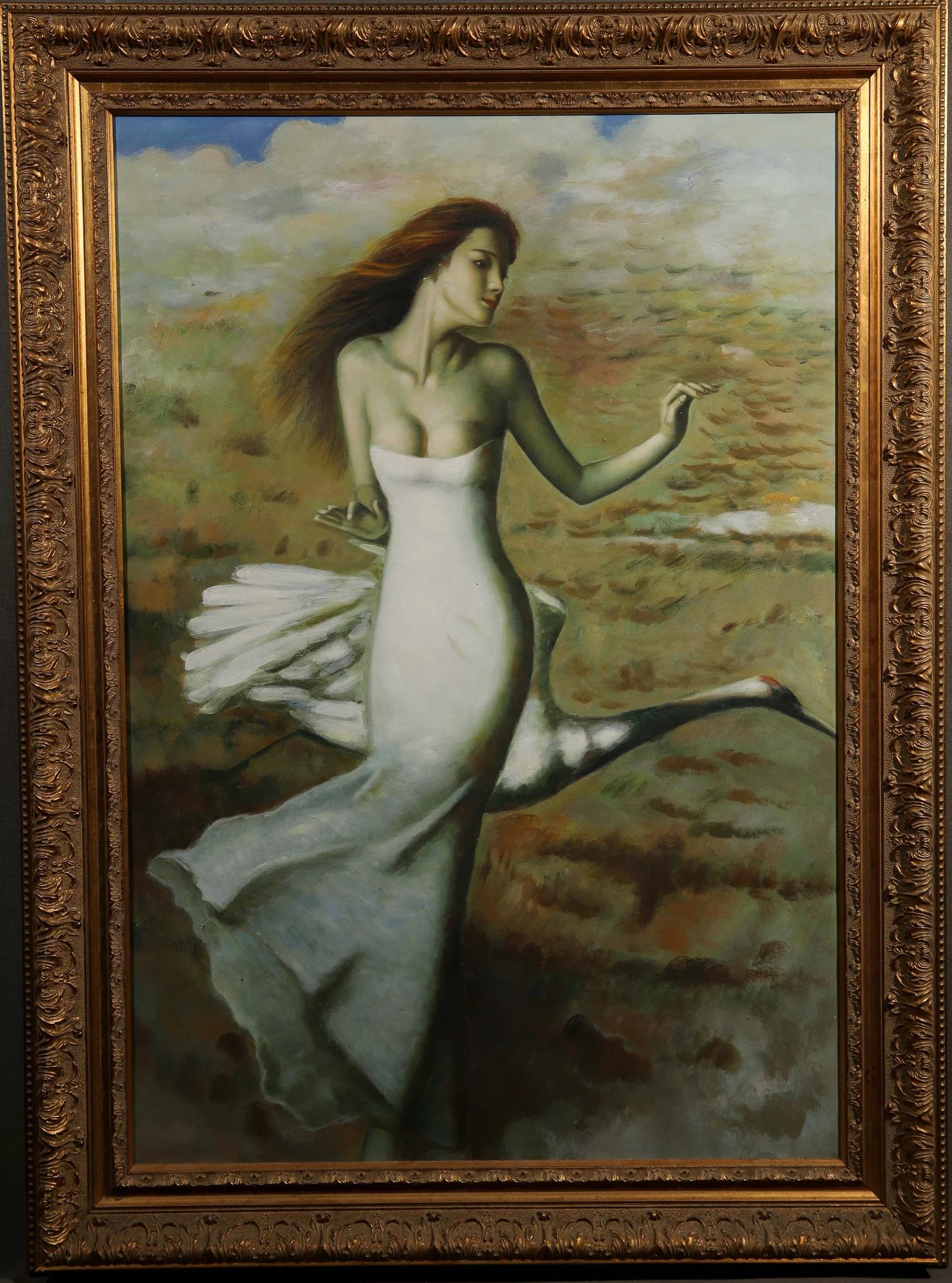 Woman in White with a Swan