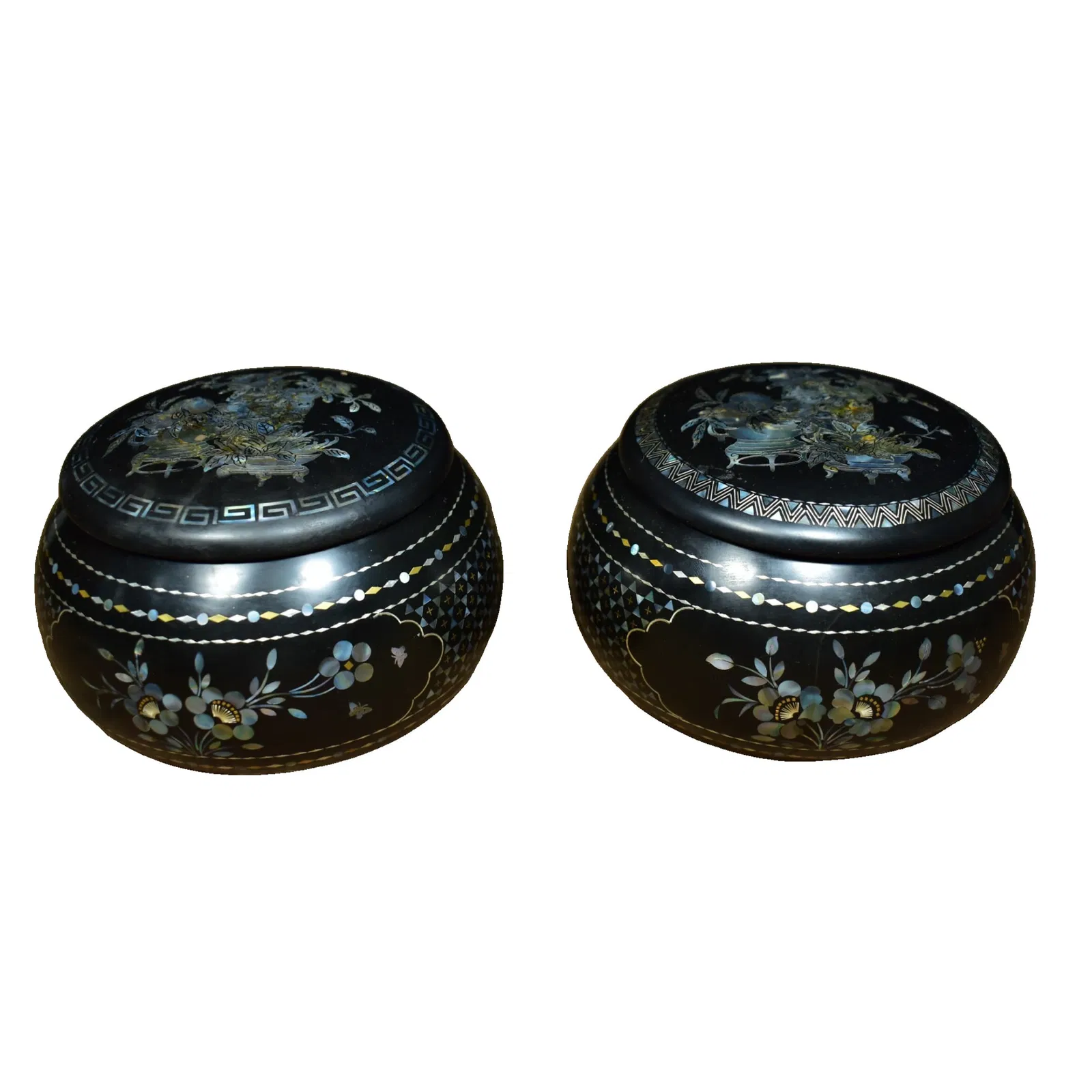 Wooden Inlaid Lacquer Go Jars