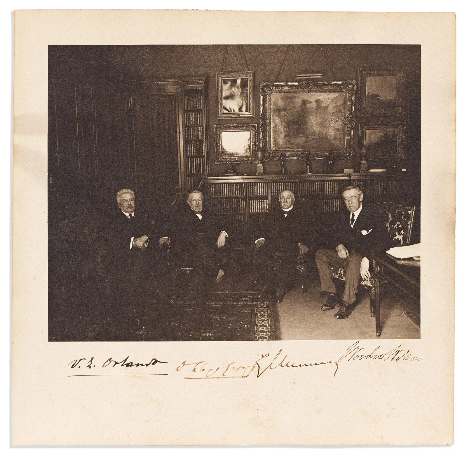 Woodrow Wilson. Group of 4 Photographs Signed, most additionally signed by important attendees of