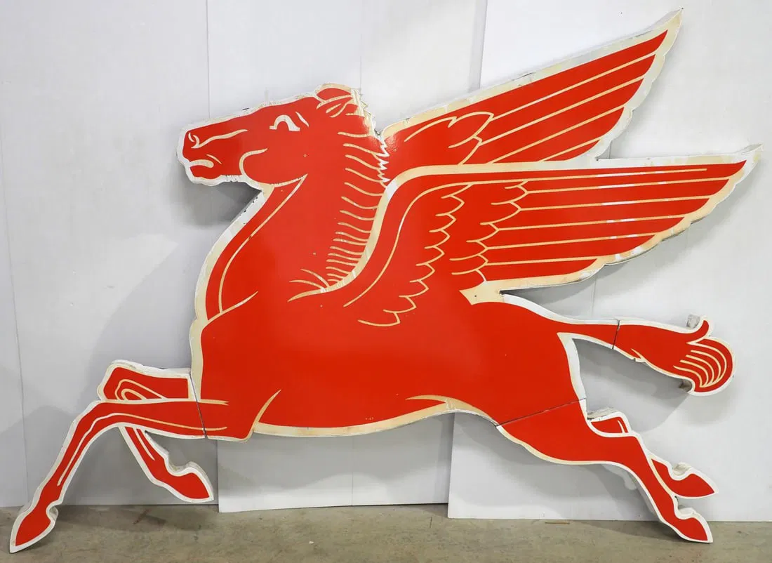 WOW! Large porcelain Pegasus sign