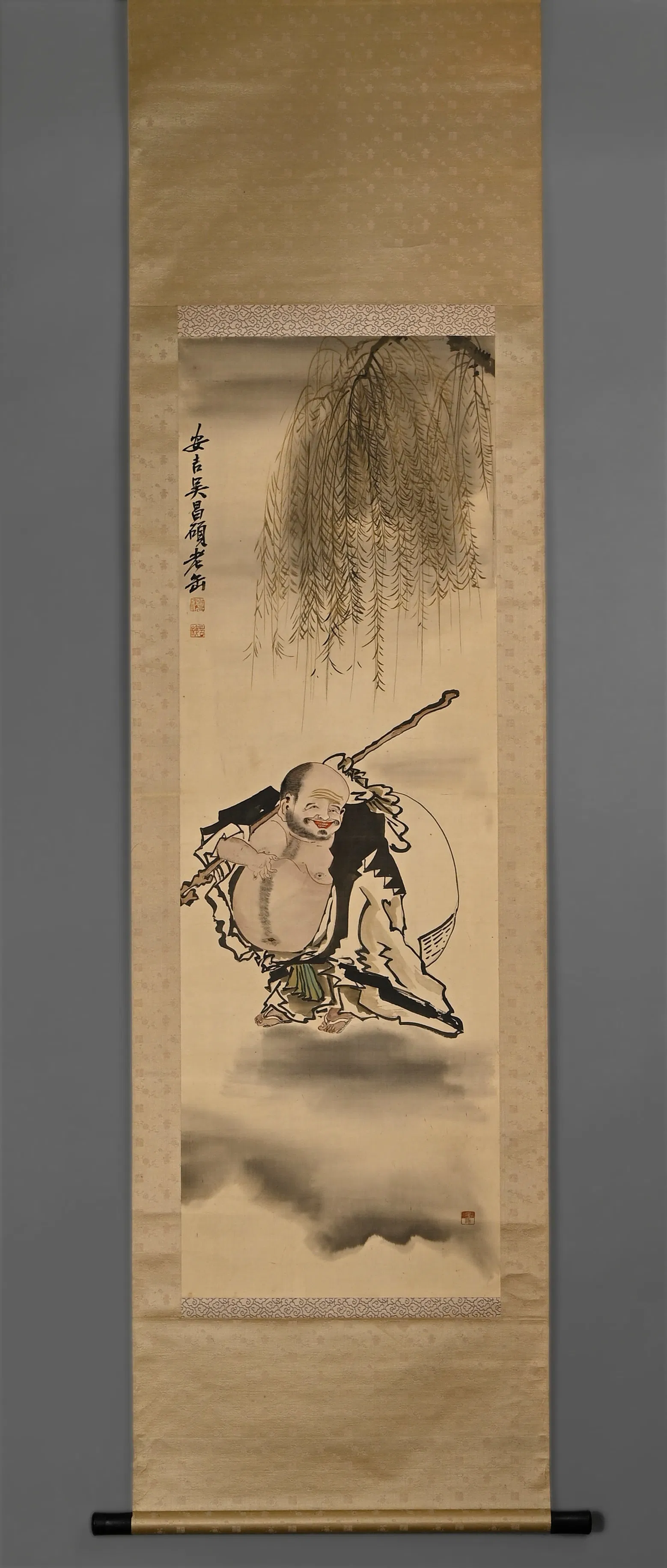 Wu Changshuo's cloth bag monk blueprint, vertical axis, Wu Lao's close friend, Japanese collector