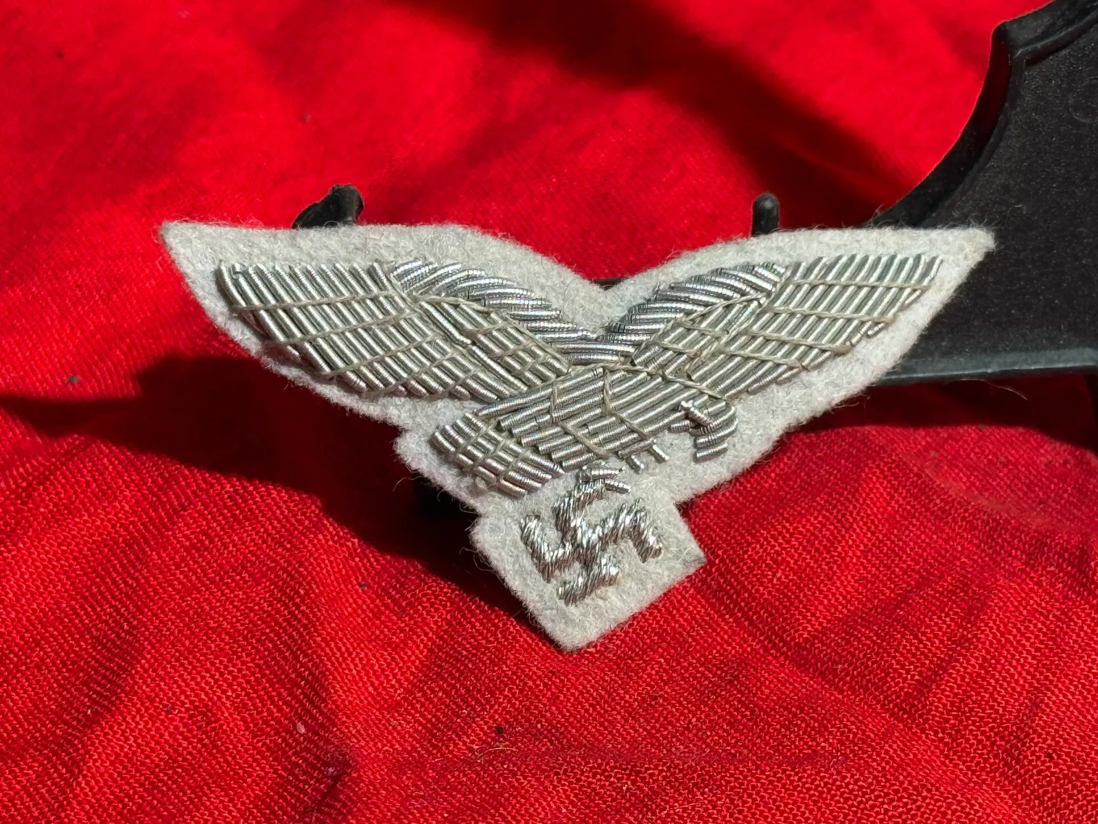 WW2 German Luftwaffe Officer’s Cap Eagle (Hand-Embroidered Bullion Insignia), Nazi Germany, c.
