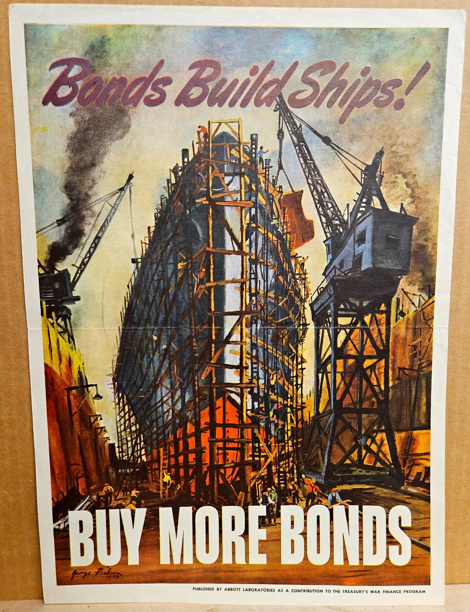 WWII Bonds Build Ships! Buy Bonds Poster George Picken