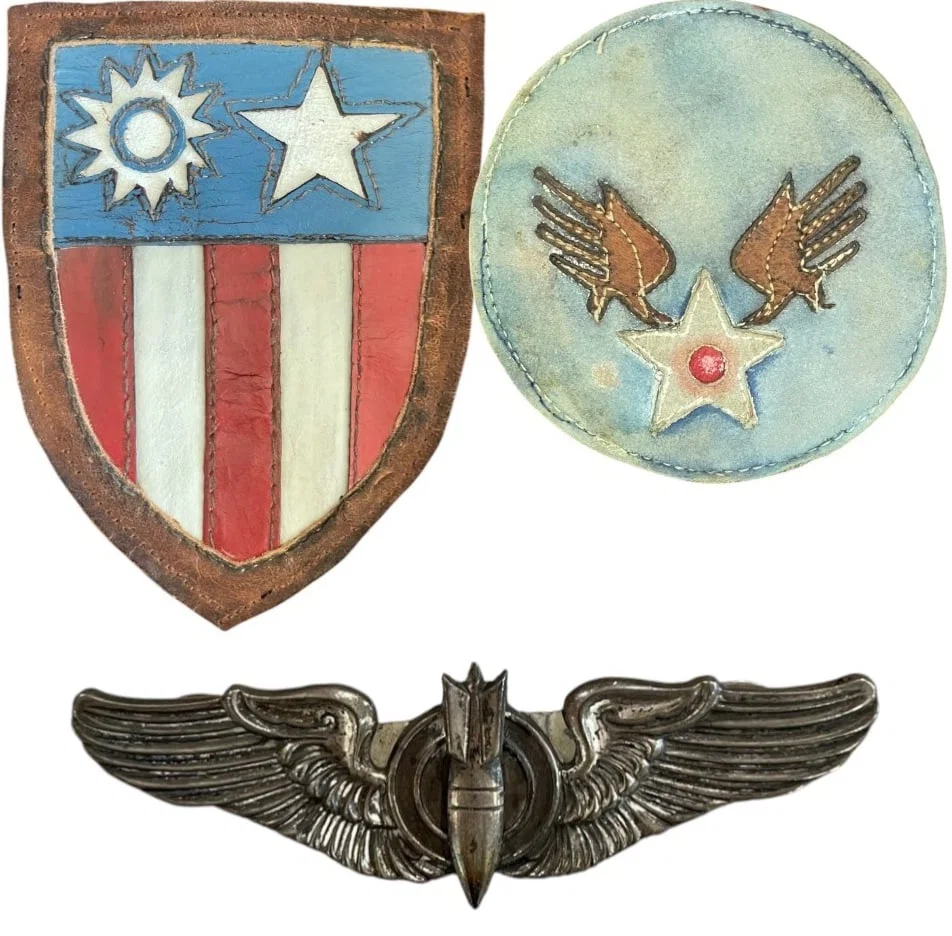 WWII CBI AAF Leather Insignia Lot