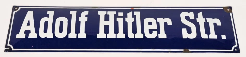 WWII GERMAN ENAMEL STREET SIGN ADOLF HITLER STRAßE