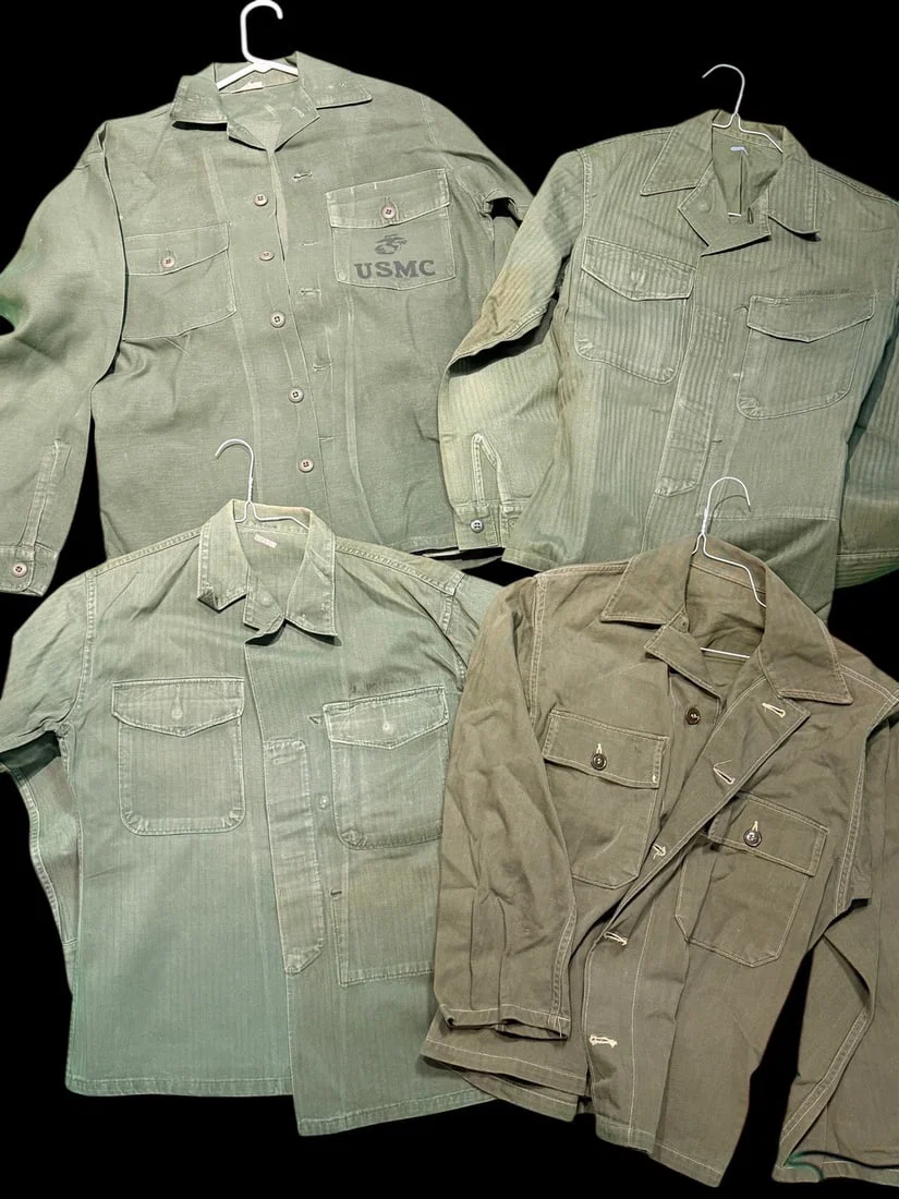 WWII-Korea USMC HBT Utility Jacket Shirt Lot of 4