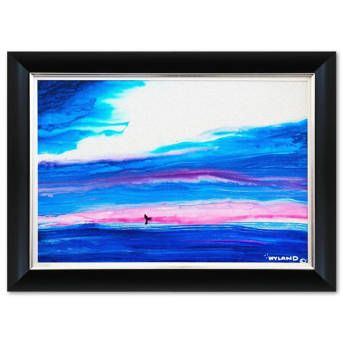 Wyland- Original Painting on Canvas "Crimson Horizon Ocean Scene"