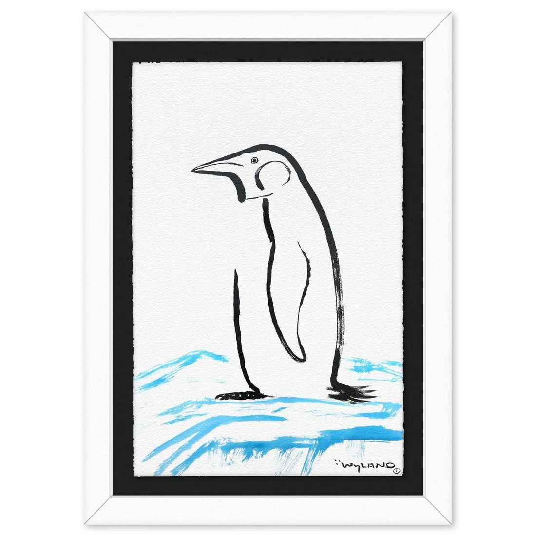 Wyland- Original Sumi Ink Painting "Penguin"