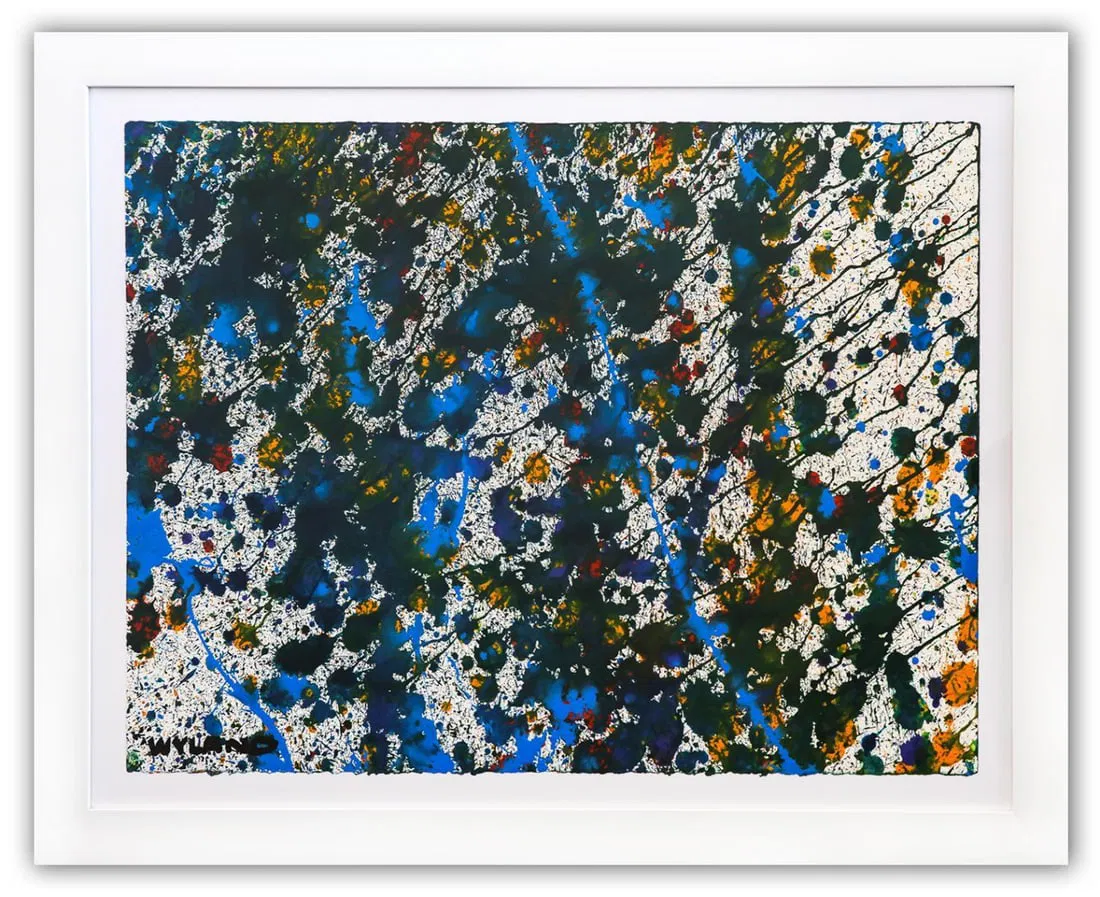 Wyland- Original Watercolor Painting on Deckle Edge Paper "Abstract Drip"