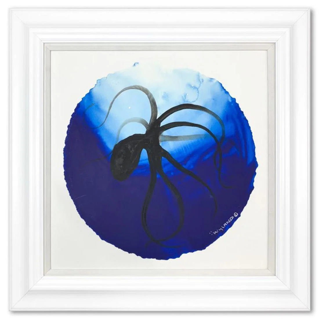 Wyland- Original Watercolor Painting on Deckle Edge Paper "Octopus in Blue"