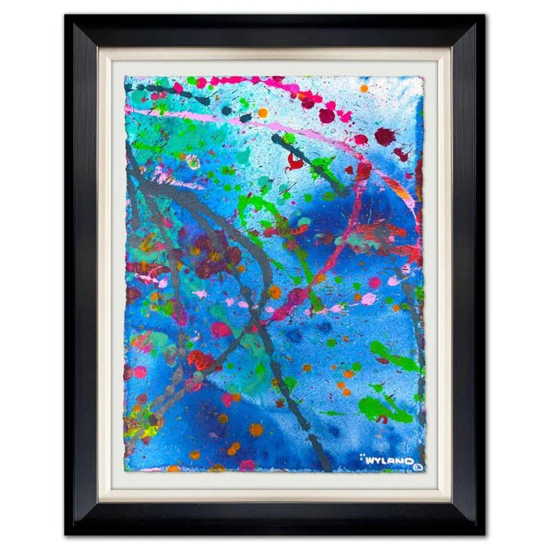 Wyland, "Untitled Abstract" Framed Original Painting on Paper, Hand Signed with Letter of
