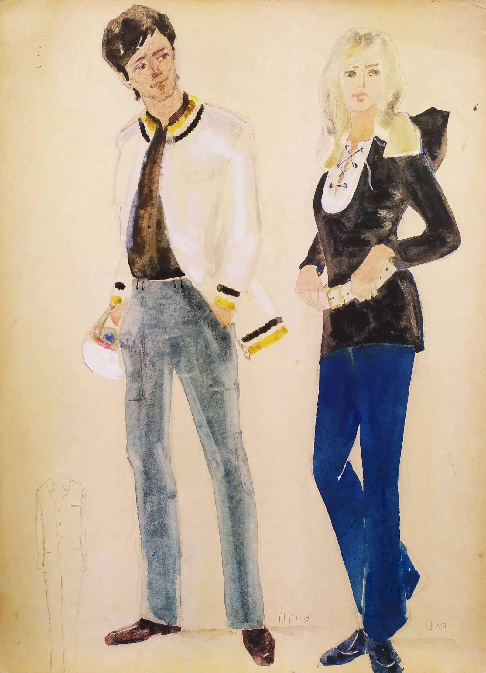 Yablonska Olena (Ukrainian artist), "Zhenya and Olya", watercolor on cardboard