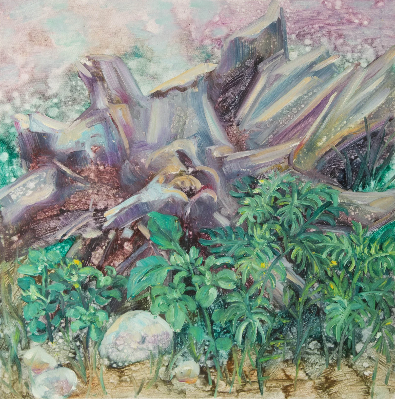 Yahong Teng Abstract Original Oil On Canvas "Ducks and Geese III"