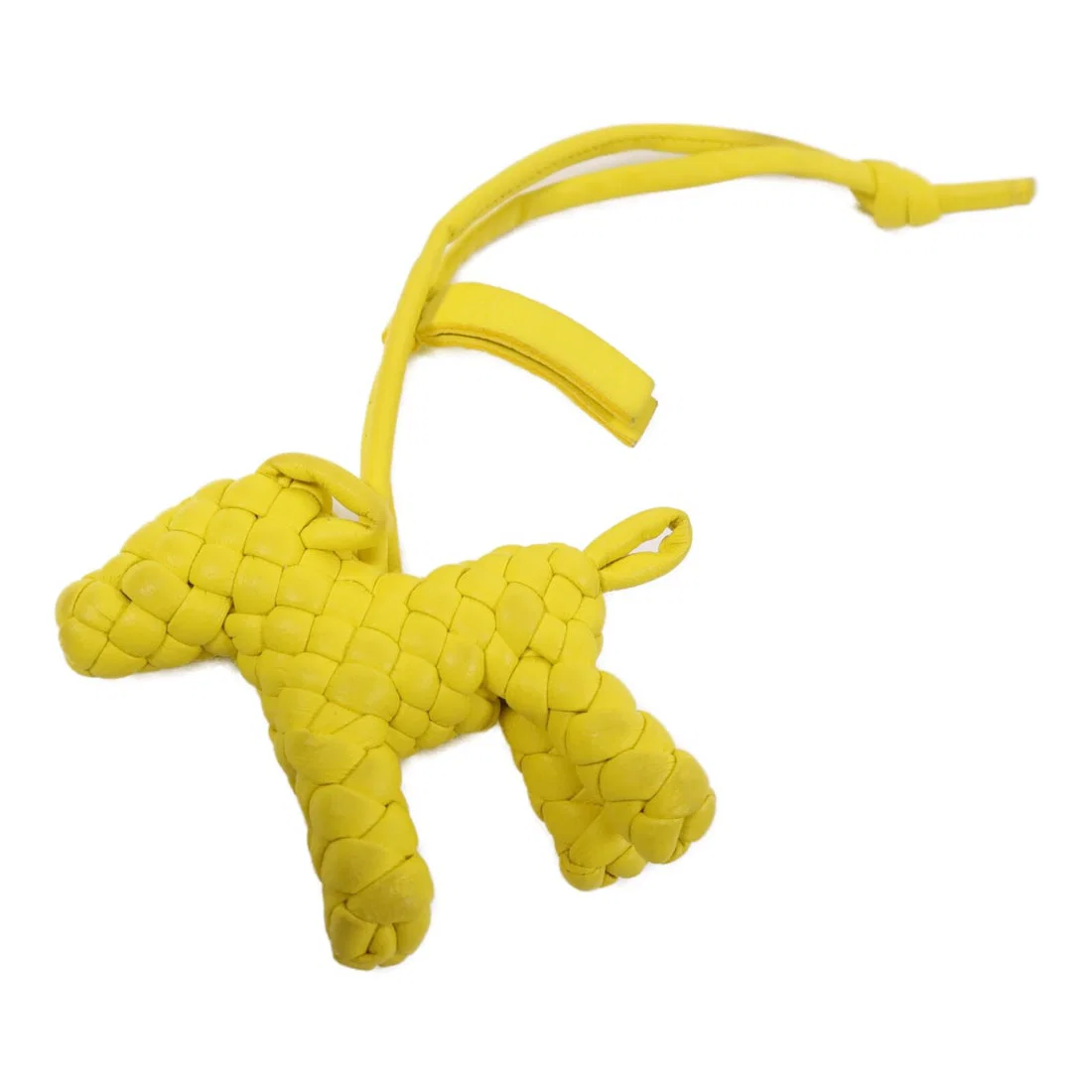 Yellow Calfskin Dog Bag Charm by Bottega Veneta