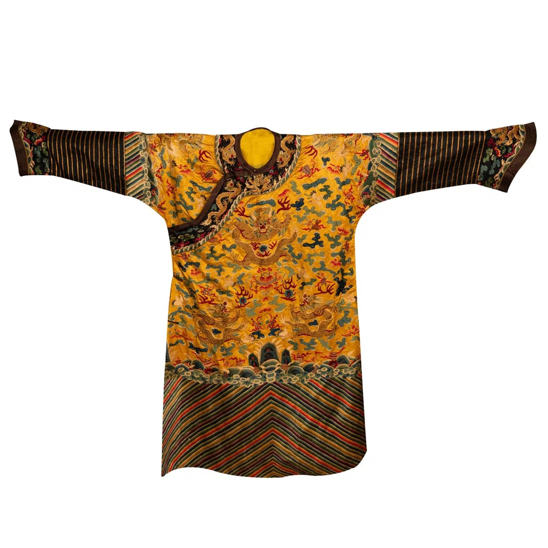 Yellow Satin Embroidered Imperial Robe