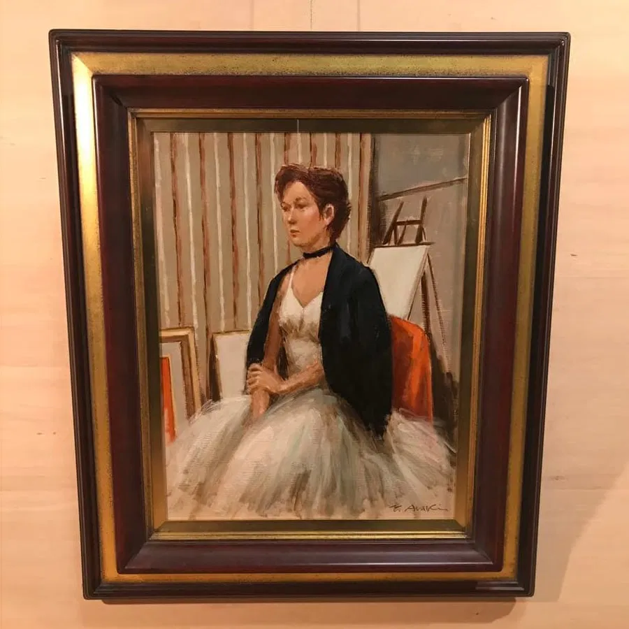 Yoshitaro Araki, "Ballerina in the Atelier," oil painting, size F6.